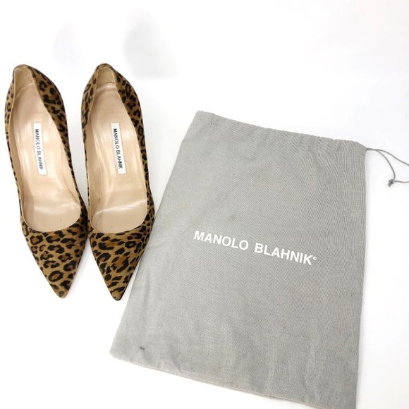 Manolo Blahnik BB Leopard Print Suede Pump Heel EU38 - Picture 3 of 16